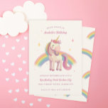 Watercolor Rainbow Unicorn Birthday Party Invitation<br><div class="desc">Rainbow unicorn with rainbow and stars on custom colour background. choose from multiple die cuts to elevate the design. Backer pattern optional; add photos or solid colour</div>