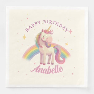 Watercolor Rainbow Unicorn Birthday Party Napkin