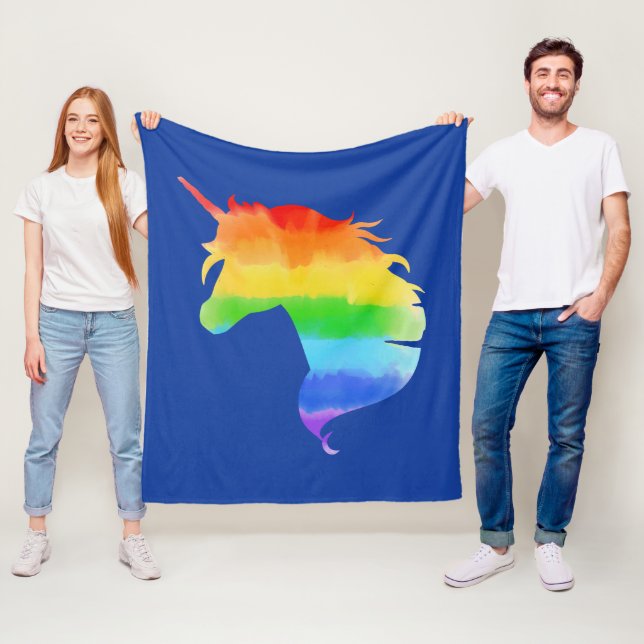 Watercolor Rainbow Unicorn Fleece Blanket (In Situ)
