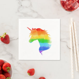 Watercolor Rainbow Unicorn Napkin