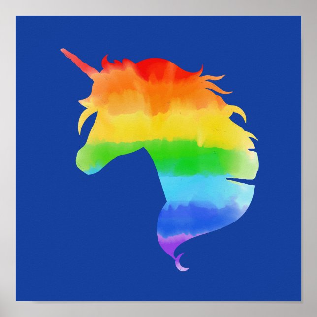 Watercolor Rainbow Unicorn Poster (Front)