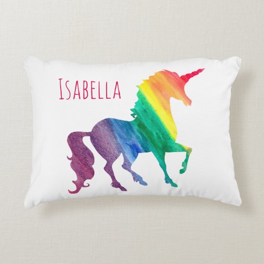 Watercolor Rainbow Unicorn Silhouette Kids Pretty Decorative