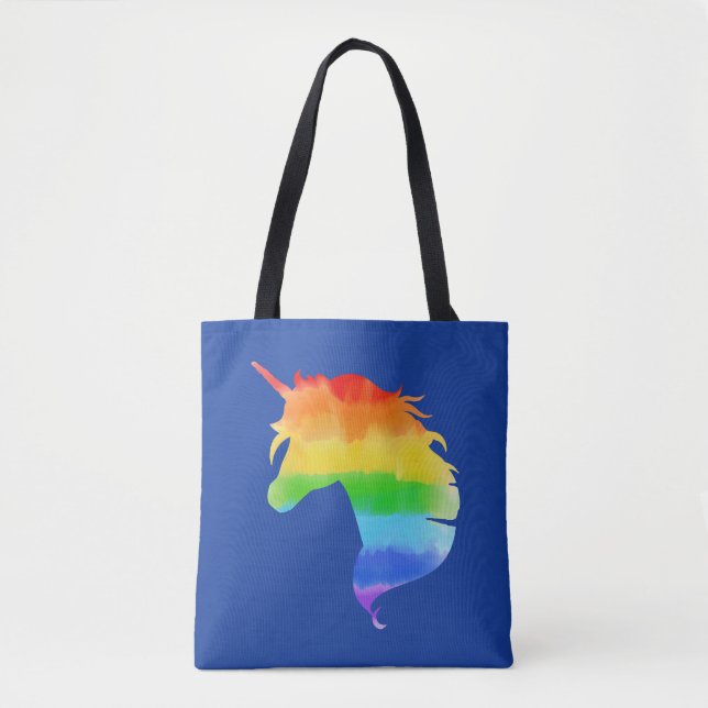Watercolor Rainbow Unicorn Tote Bag (Front)