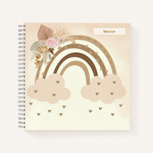 Watercolor Rainbow With Flower Notebook