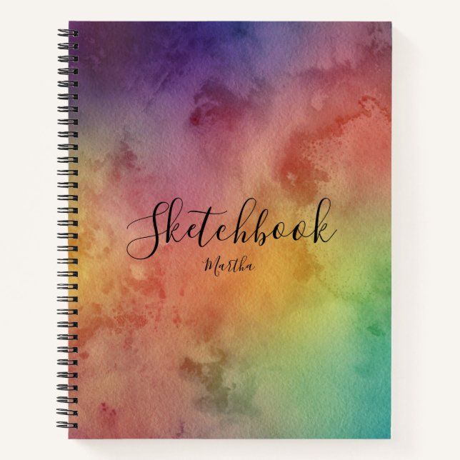 Watercolor Rainbown Elegant Calligraphy Sketchbook Notebook (Front)