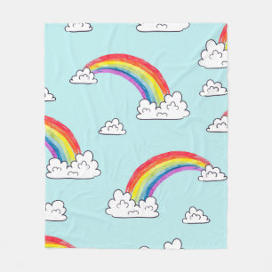 Watercolor rainbows and clouds seamless pattern fleece blanket