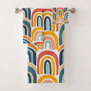 Watercolor Rainbows Earth tones Bath Towel Set