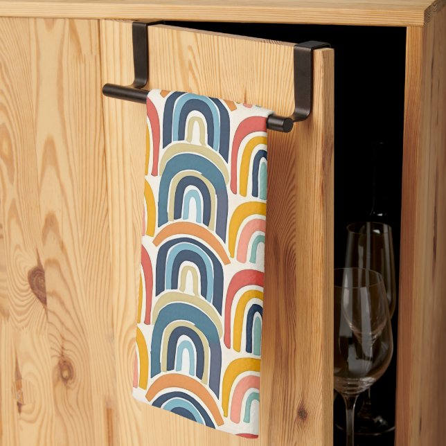 Watercolor Rainbows Earth tones Tea Towel (Thirds Fold)