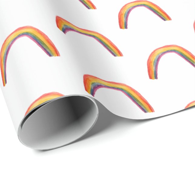 Watercolor rainbows white wrapping paper (Roll Corner)