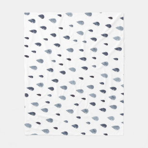 Watercolor raindrops, indigo seamless pattern. fleece blanket