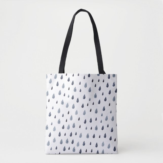 Watercolor raindrops, indigo seamless pattern. tote bag (Front)