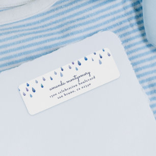 Watercolor Raindrops Script Name & Return Address