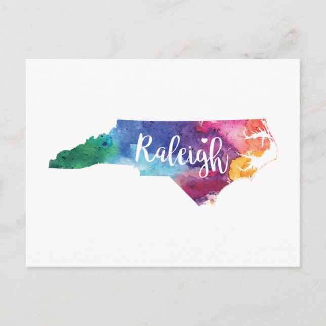 Watercolor Raleigh, North Carolina Postcard (Front)
