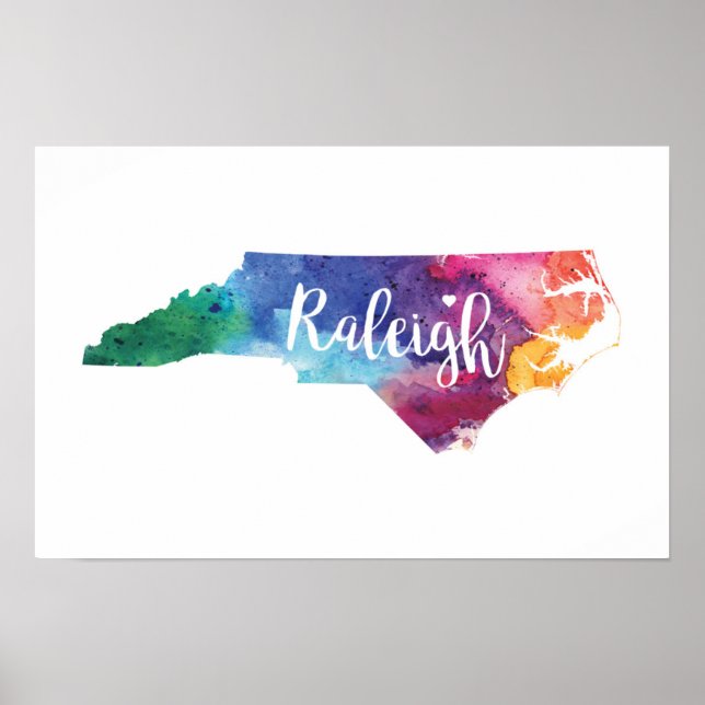 Watercolor Raleigh, North Carolina Poster (Front)
