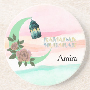 Watercolor Ramadan – Crescent Moon Coaster
