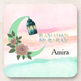 Watercolor Ramadan – Crescent Moon  Coaster