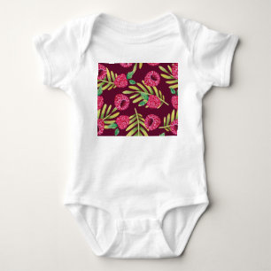 Watercolor raspberries: red fruit pattern. baby bodysuit