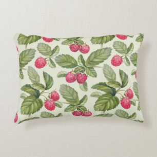 Watercolor Raspberry Seamless Pattern Design Decorative Cushion