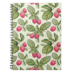 Watercolor Raspberry Seamless Pattern Design Notebook