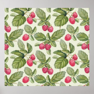Watercolor Raspberry Seamless Pattern Design Poster