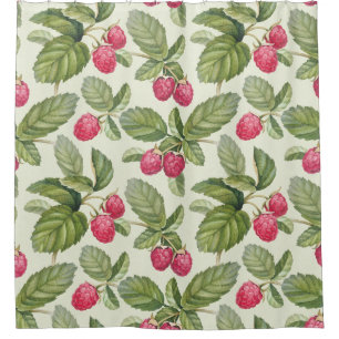 Watercolor Raspberry Seamless Pattern Design Shower Curtain