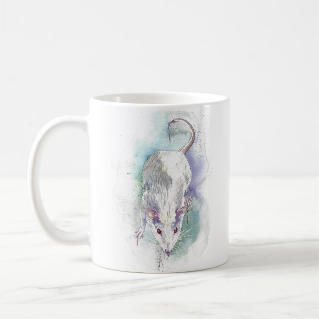 Watercolor rat coffee mug (Left)