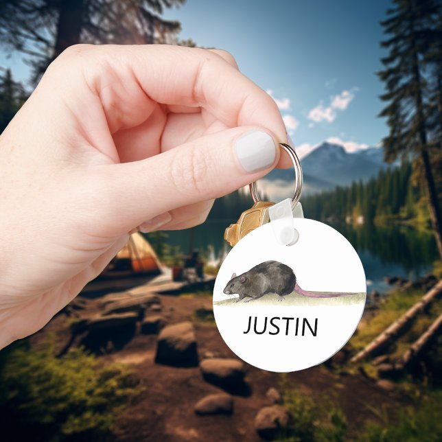 Watercolor Rat Pet Lover Monogram  Key Ring (Creator Uploaded)