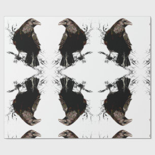 Watercolor  Raven Bird  Animal Art Wrapping Paper