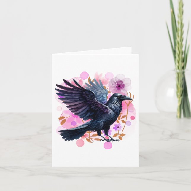 Watercolor Raven Blank Note Card (Front)