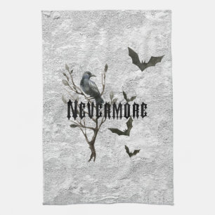 Watercolor Raven Nevermore Tea Towel