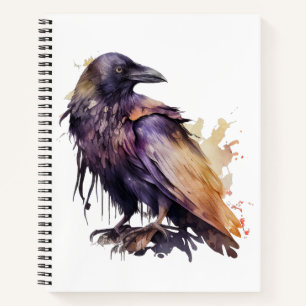 Watercolor Raven - Orange Notebook