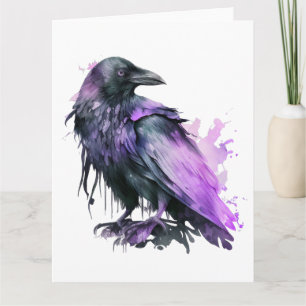 Watercolor Raven - Purple Card