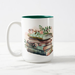 Watercolor Reading Time  Two-Tone Coffee Mug