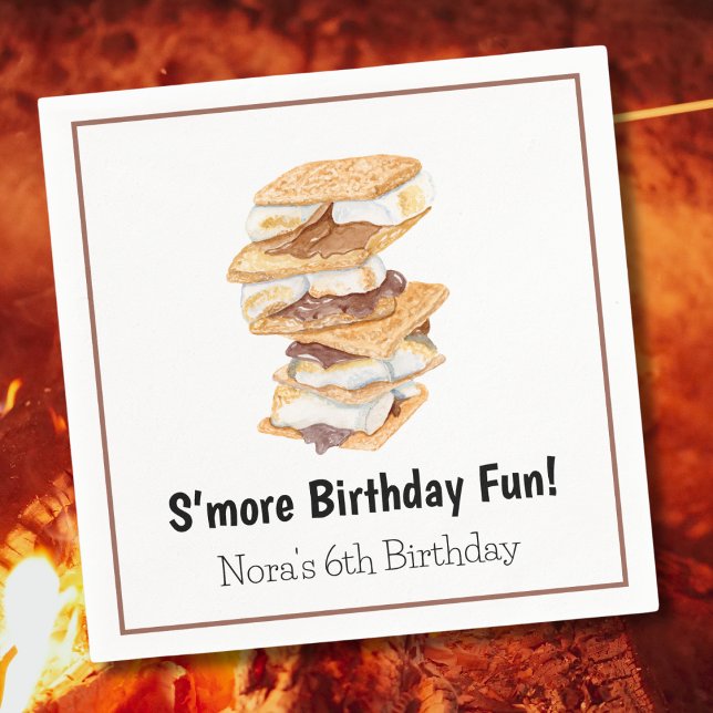 Watercolor  Realistic S'mores 6th Birthday  Napkin (Creator Uploaded)