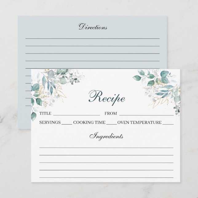 Watercolor Recipe Card (Front/Back)