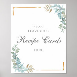 Watercolor Recipe Cards Poster Sign