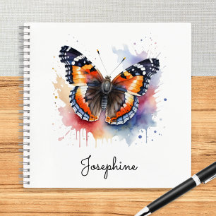 Watercolor Red Admiral Butterfly Personalized Notebook