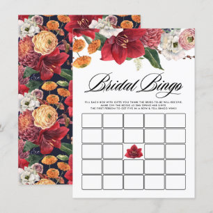 Watercolor Red Amaryllis Baby Shower Bingo Game Enclosure Card