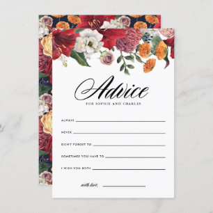 Watercolor Red Amaryllis Wedding Advice and Wishes Enclosure Card