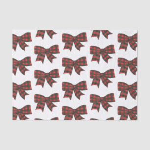 Watercolor Red and Black Buffalo Plaid Bow Tissue Paper