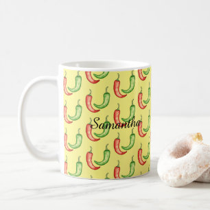 Watercolor Red And Green Chilli Peppers Coffee Mug