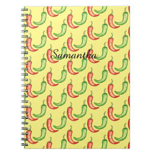 Watercolor Red And Green Chilli Peppers Notebook