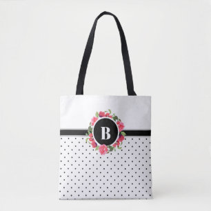 Watercolor Red and Pink Circle Floral Wreath Tote Bag