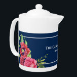 Watercolor Red and Pink Flowers Dark Navy<br><div class="desc">Based on my watercolor illustration of red poppies and pink rose. A beautiful arrangement of delicate summer cottage garden flowers over plain dark navy blue background. Customisable in Zazzle with your own texts for a personalised design. Check out my store for matching items!</div>