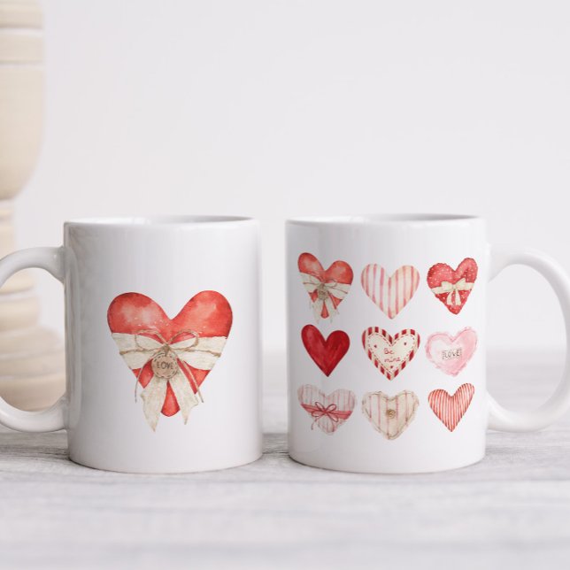 Watercolor Red and Pink Hearts Coffee Mug (Creator Uploaded)