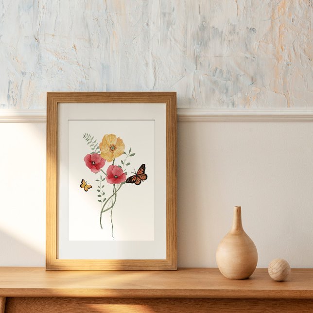 Watercolor Red and Yellow Poppies Flowers Poster (Creator Uploaded)