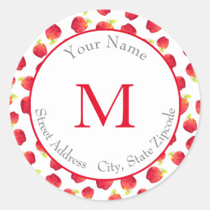 'Watercolor Red Apple Pattern'  Labels