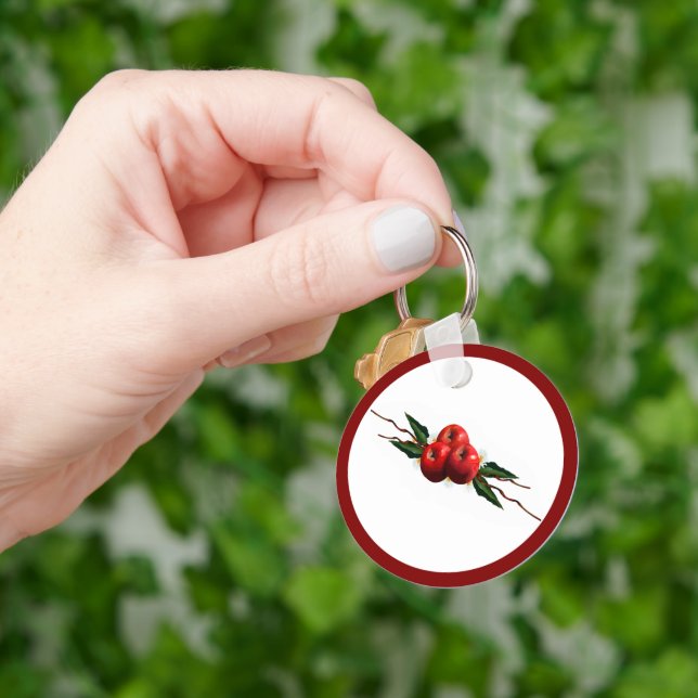 Watercolor Red Apples Key Ring (Hand)
