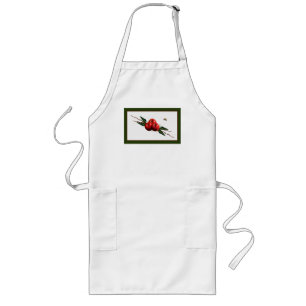 Watercolor Red Apples Long Apron