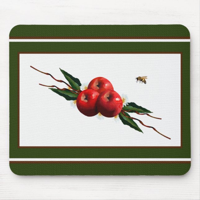 Watercolor Red Apples Mouse Mat (Front)